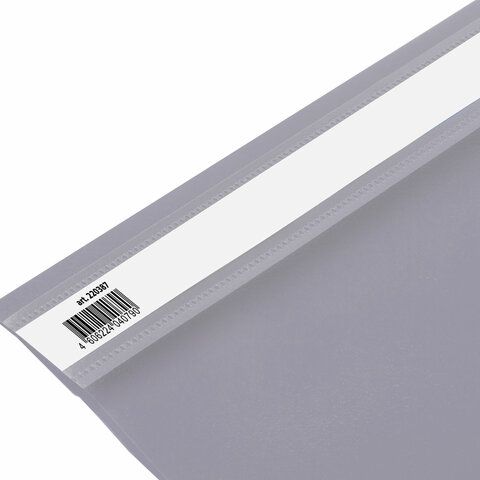 Папка скоросшиватель с прозр верхн лист BRAUBERG А4 серый 1/25/400