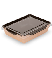 Контейнер бумажный 400мл 145х96х45мм крафт внутри черный ламин OSQ OpSalad BE 50/800