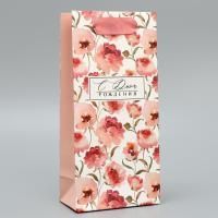 Пакет подарочный бумажный (10х22х6) ламинир С днем рождения! 1/500