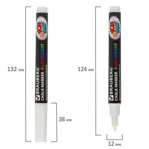 Маркер меловой белый 3,5мм сухостираемый BRAUBERG POP-ART 1/10