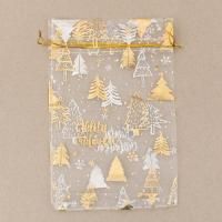 НГ Подарочный мешок текстильный ОРГАНЗА С новым счастьем! 20х30см 1/20