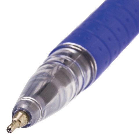 Ручка шариковая масляная синяя 0,7мм линия 0,35мм корпус прозр, BRAUBERG Glass 1/12/1200
