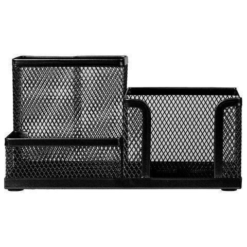 Подставка-органайзер BRAUBERG Germanium метал 3 секции 102х186х95мм черная 1/1