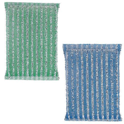 Губка для посуды (2шт) 13x8,5x1,5мм скрабер образив оплетка+ поролон ЛАЙМА 1/144 (Клиент)