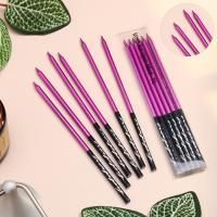 Свеча для торта Праздник фиолетовый с черным 6шт 1/630