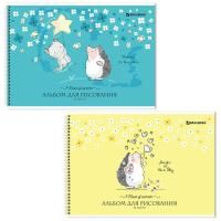 Альбом для рисования 32л А4 гребень обложка картон BRAUBERG Ежики 1/6/30