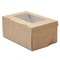 Контейнер бумажный с окном 1200мл 150х100х70мм крафт лам БЫСТРОСБ FoodToGo НЕПЛАСТИК 25/200