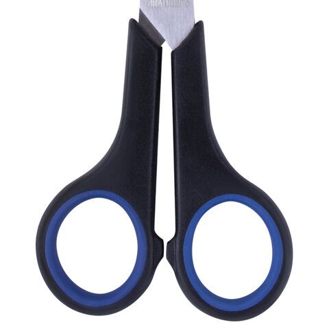 Ножницы 165мм метал черно-синие вставки европодвес Soft Grip Brauberg 1/12