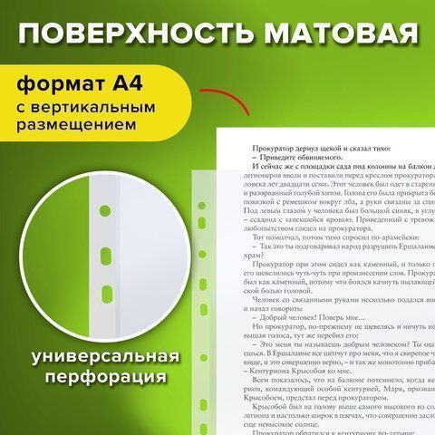 Перфофайлы А4 45 мкм матовые STAFF 100шт 1/30