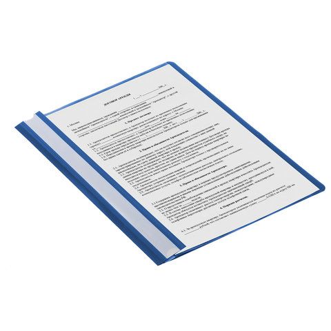 Папка скоросшиватель с прозр верхн лист STAFF синий 1/25