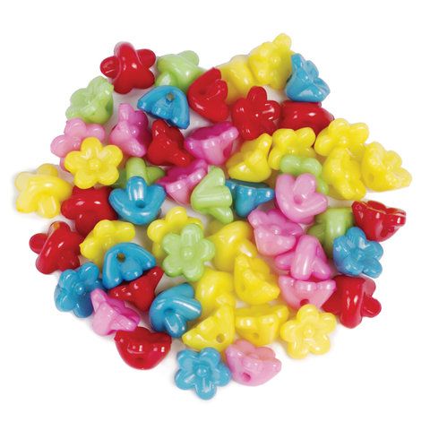 Бусины для творчества ЦВЕТЫ, 10мм, 15г., 5 цветов, ОСТРОВ СОКРОВИЩ (вывод)