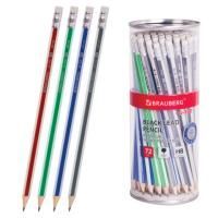 Карандаш ч/гр НВ с ластиком дерево корпус ассорти G-100 BRAUBERG 1/72