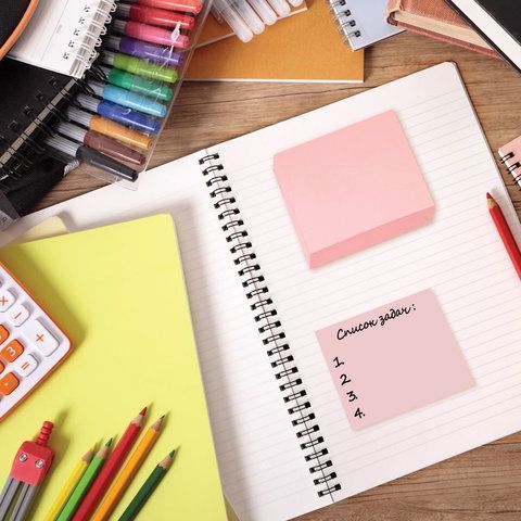 Блок самоклеящийся 76х76мм 100л  розовый пастель BRAUBERG 1/12/384