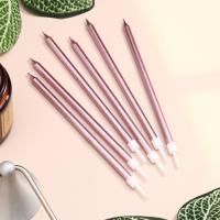 Свечи для торта Ройс 6 шт розовый металлик 13см 1/1