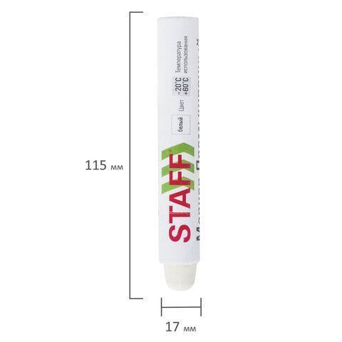Маркер для шин и резины белый ПМ-100/Ш твердый STAFF 1/12/144