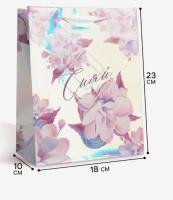 Пакет подарочный бумажный (18х23х10) голография Сияй 1/1