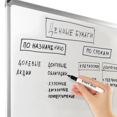 Маркер для доски черный 2,5мм тонкий корпус круглый наконечник STAFF 1/12