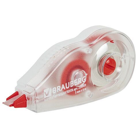 Корректирующая лента BRAUBERG 5мм х 6м, корпус красный, механизм перемотки, блистер, 226809 1/24 Корректирующая лента BRAUBERG 5мм х 6м, корпус красный, механизм перемотки, блистер, 226809 1/24