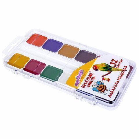 Краски акварельные 12цв медовые Веселый Шмель ЮНЛАНДИЯ 1/12