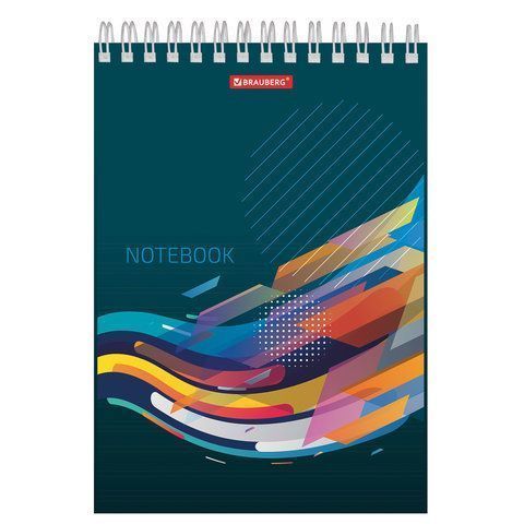 Блокнот 60л А5 145х205мм клетка спираль картон жесткая подложка BRAUBERG На волне 1/4/64