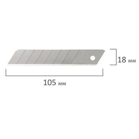 Лезвия для ножей 18мм 10шт толщина лезвия 0,5мм в пл. пенале BRAUBERG 1/10