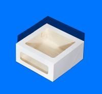 Коробка для торта с окном 240х240х100мм картонная белая ForGenika CAKE I 15/75