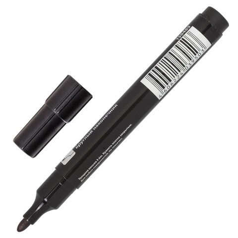 Маркер перманентный черный 3мм круглый наконечник Contract BRAUBERG 1/12/1152