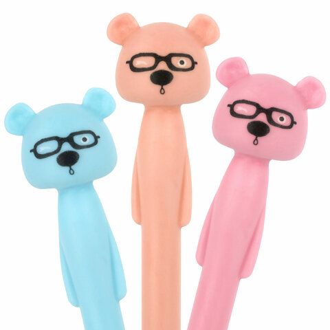 Ручка фигурная шариковая мягкий силиконовый корпус, ассорти, СИНЯЯ, 0,7мм ЮНЛАНДИЯ Мишка 1/12