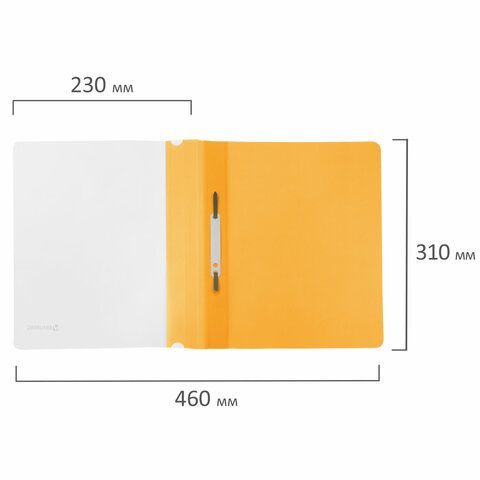 Папка скоросшиватель с прозр верхн лист BRAUBERG А4 желтый 1/25/400