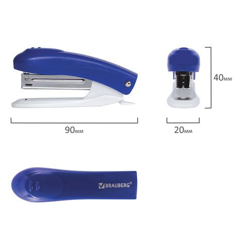 Степлер №10 до 12л синий Original BRAUBERG 1/12/288