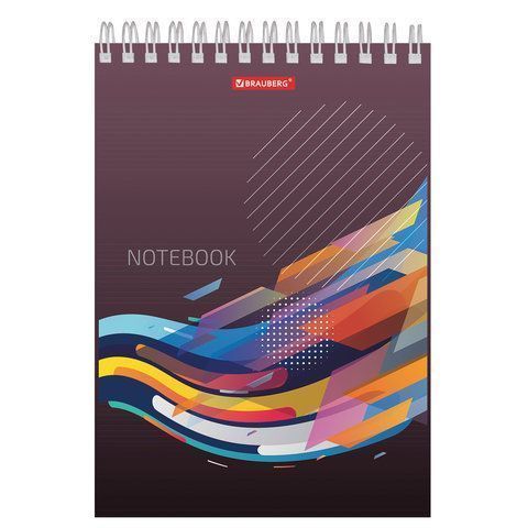 Блокнот 60л А5 145х205мм клетка спираль картон жесткая подложка BRAUBERG На волне 1/4/64