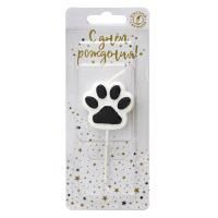 Свеча для торта на шпажке Лапка-сквиш бело-черная 1/30 Свеча для торта на шпажке Лапка-сквиш бело-черная 1/30