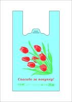 Пакет Майка ПНД (26+14)х48-12 голубой Тюльпаны ЭТ 100/2000