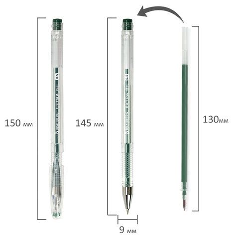 Ручка гелевая зеленая 0,5мм линия 0,35мм BRAUBERG EXTRA 1/12