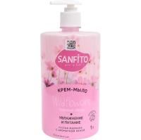 Мыло жидкое крем 1л с дозатором SANFITO Полевые цветы 1/8