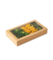 Контейнер бумажный с окном 1450мл 260х150х40мм крафт ламин OSQ Tabox PRO 1450 25/200