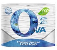 Полотенца бумажные 2сл белые 23х19см 2рул OVA Extra long 1/15